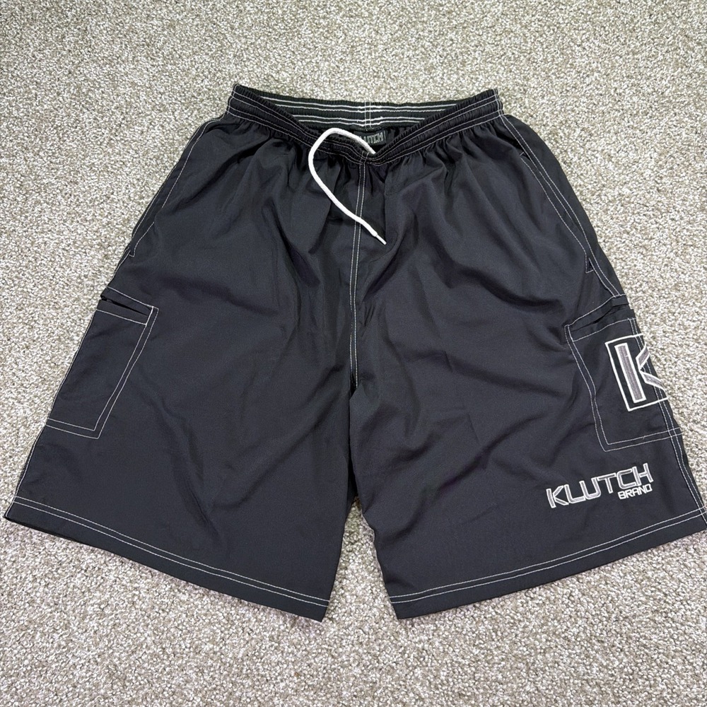 Y2k Klutch Baggy Cargo Nylon Shirts Size Large Hiphop Style Essentiaks Black